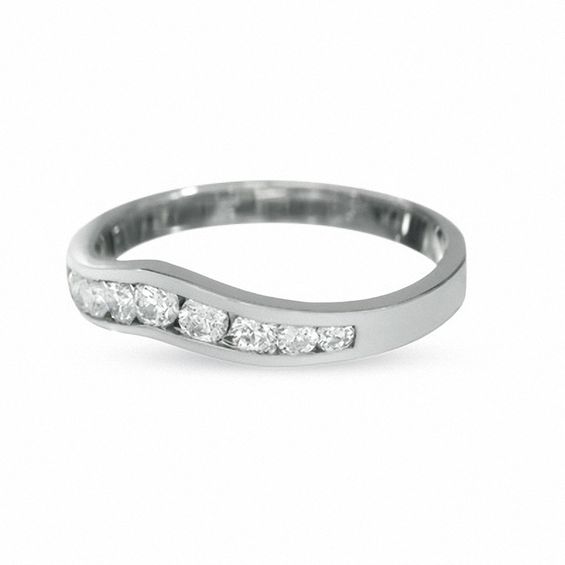 0.38 CT. T.W. Diamond Contour Wedding Band in 14K White Gold