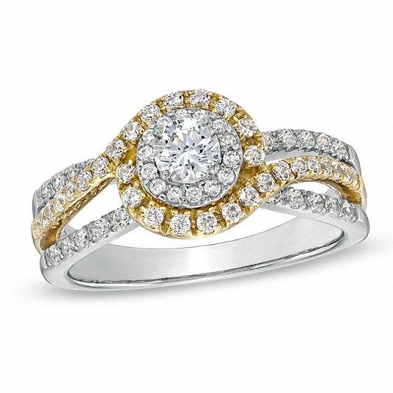 0.75 CT. T.W. Diamond Swirl Engagement Ring in 14K Two-Tone Gold