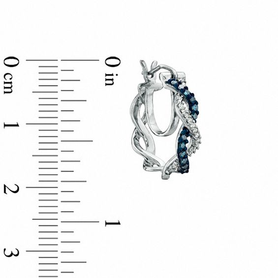 0.25 CT. T.W. Enhanced Blue and White Diamond Braided Drop Earrings in 10K White Gold