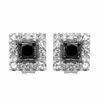 Black Mystique 0.20 CT. T.W. Enhanced Black and White Princess-Cut Diamond Earrings in Sterling Silver