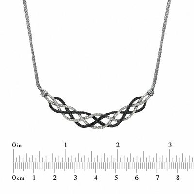 0.50 CT. T.W. Enhanced Black and White Diamond Loose Braid Necklace in Sterling Silver