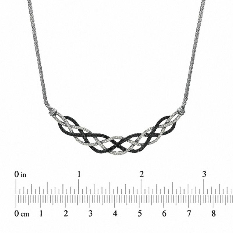 0.50 CT. T.W. Enhanced Black and White Diamond Loose Braid Necklace in Sterling Silver