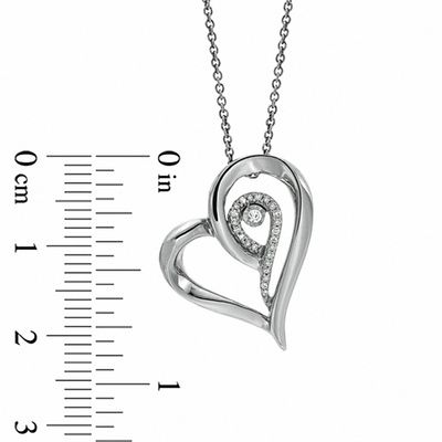 0.07 CT. T.W. Diamond Tilted Heart Pendant in Sterling Silver