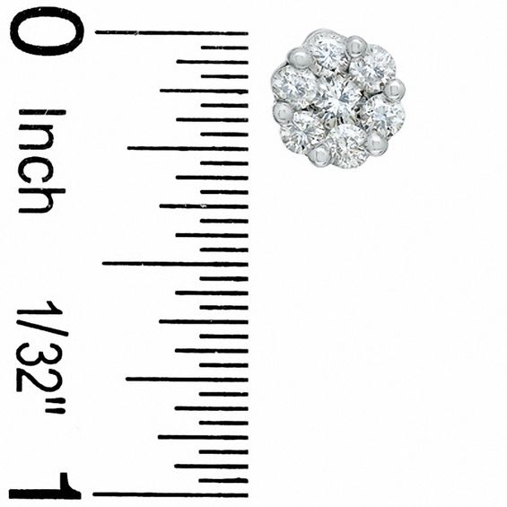 1.00 CT. T.W. Diamond Cluster Stud Earrings in 14K White Gold