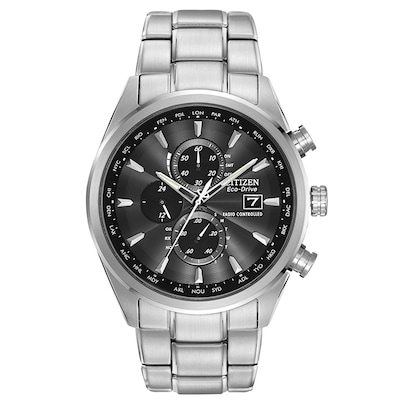 Men's Citizen Eco-Drive® World Chronograph A-T Watch with Black Dial (Model: AT8010-58E)