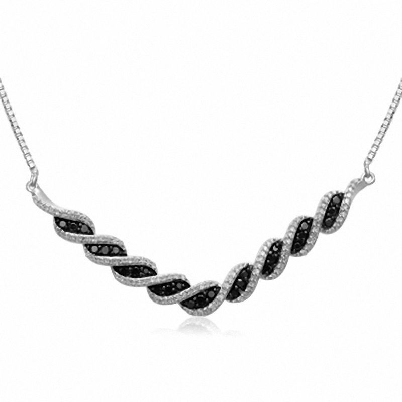0.50 CT. T.W. Enhanced Black and White Diamond Twist Necklace in Sterling Silver - 16"|Peoples Jewellers