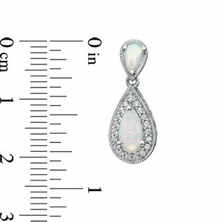 Pear-Shaped Lab-Created Opal and White Sapphire Drop Earrings in Sterling Silver