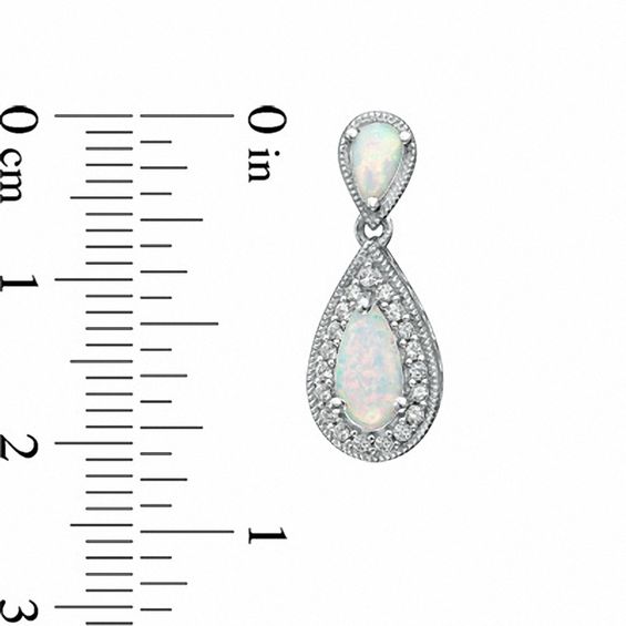 Pear-Shaped Lab-Created Opal and White Sapphire Drop Earrings in Sterling Silver