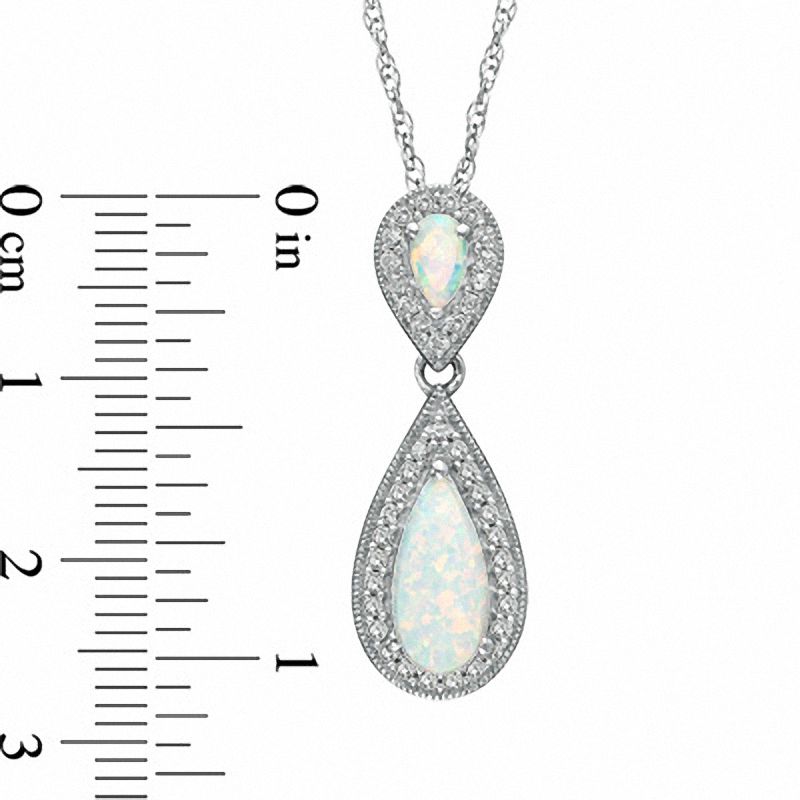 Pear-Shaped Lab-Created Opal and White Sapphire Drop Pendant in Sterling Silver