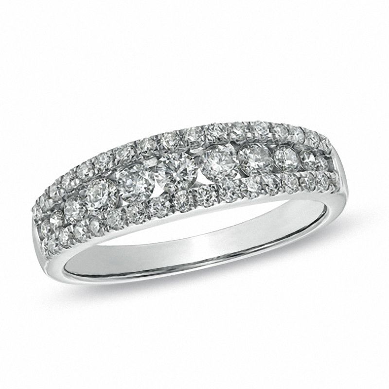 0.75 CT. T.W. Diamond Anniversary Three Row Band in 10K White Gold|Peoples Jewellers