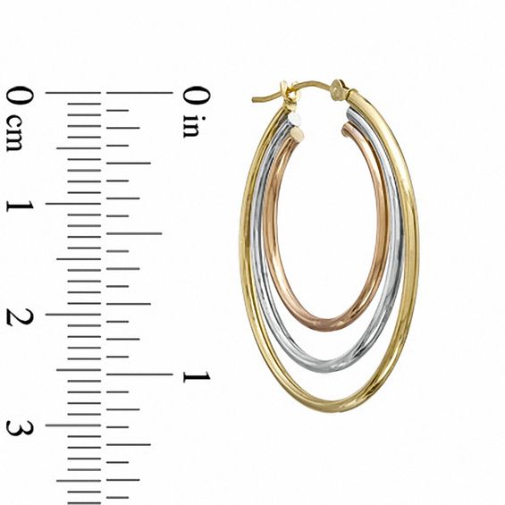 Triple Hoop Earrings in 10K Tri-Tone Gold