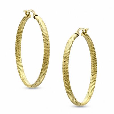 30mm Mesh Hoop Earrings in 10K Gold