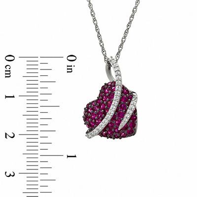 Lab-Created Ruby and White Sapphire Heart Pendant in Sterling Silver