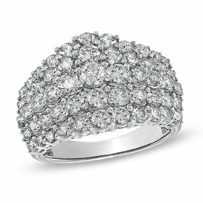 3.00 CT. T.W. Diamond Cluster Multi-Row Anniversary Ring in 10K White Gold