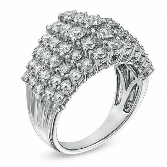 3.00 CT. T.W. Diamond Cluster Multi-Row Anniversary Ring in 10K White Gold