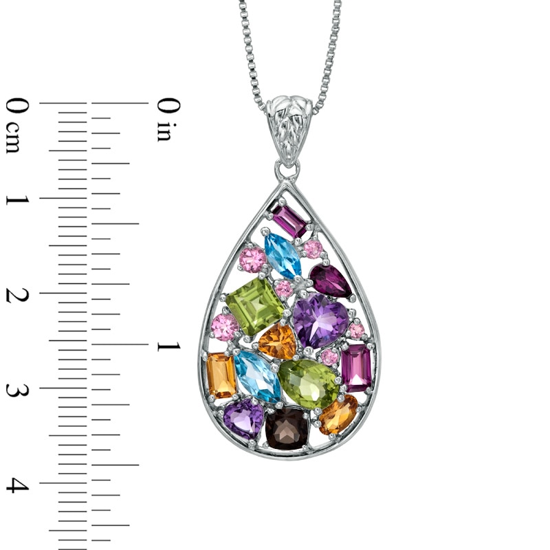 Multi-Gemstone Mosaic Pendant in Sterling Silver|Peoples Jewellers
