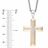 Thumbnail Image 1 of Men's 0.12 CT. T.W. Diamond Cross Pendant in Two-Tone Stainless Steel - 24"