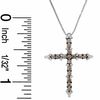 0.50 CT. T.W. Champagne and White Diamond Cross Pendant in 10K White Gold