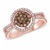 0.49 CT. T.W. Champagne and White Diamond Cluster Frame Ring in 10K Rose Gold