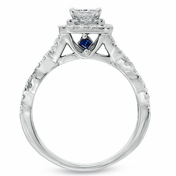 Vera Wang Love Collection 1.00 CT. T.W. Princess-Cut Diamond Double Frame Twist Engagement Ring in 14K White Gold