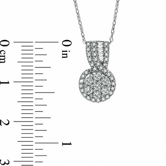 0.49 CT. T.W. Diamond Cluster Swirl Pendant in 10K White Gold