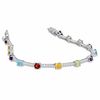Thumbnail Image 1 of Multi Semi-Precious Gemstone and Lab-Created White Sapphire Bracelet in Sterling Silver - 7.25"