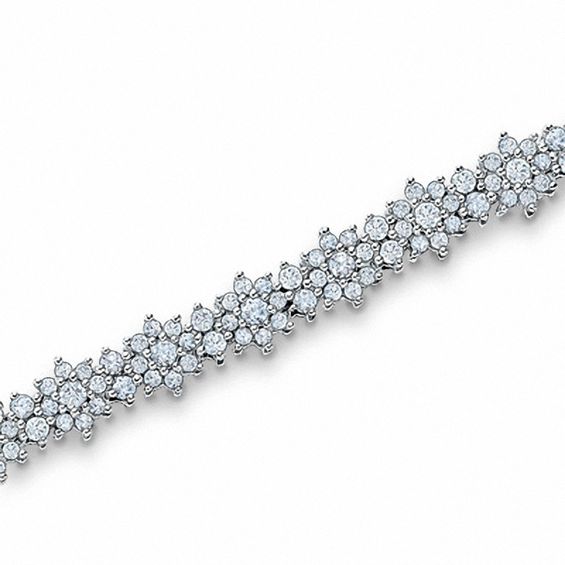 5.00 CT. T.W. Diamond Cluster Starburst Bracelet in 10K White Gold