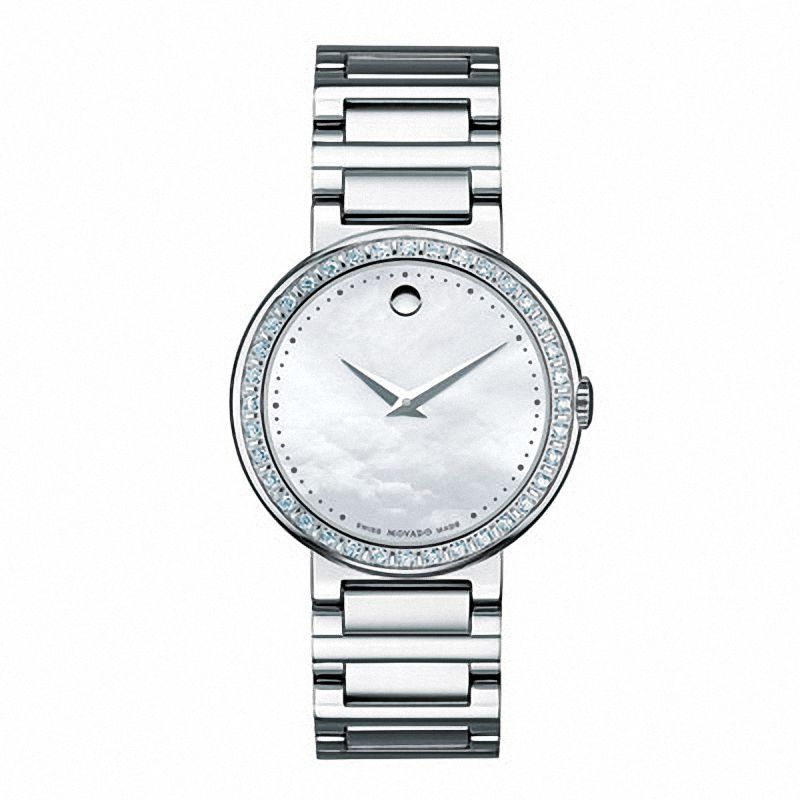 Ladies' Movado Concerto Diamond Accent Watch with Mother-of-Pearl Dial (Model: 0606421)|Peoples Jewellers