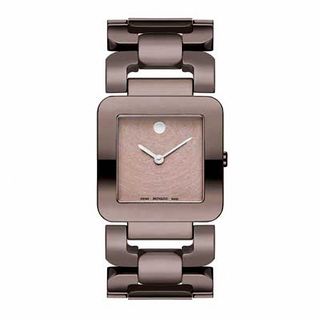 Ladies' Movado Luma Chocolate PVD Stainless Steel Watch with Square Taupe Dial (Model: 0606574)