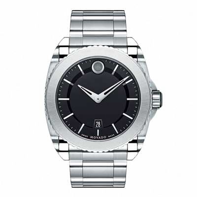 Men's Movado Master Watch with Black Dial (Model: 0606550)