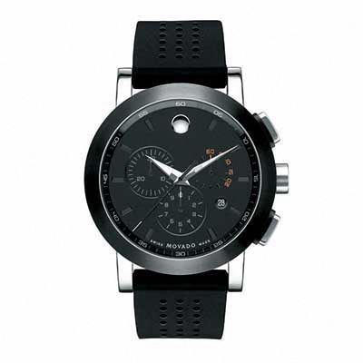 Men's Movado Museum® Chronograph Watch with Black Dial (Model: 0606545)