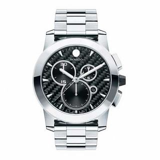 Men's Movado Vizio Chronograph Watch with Black Carbon Fibre Dial (Model: 0606551)