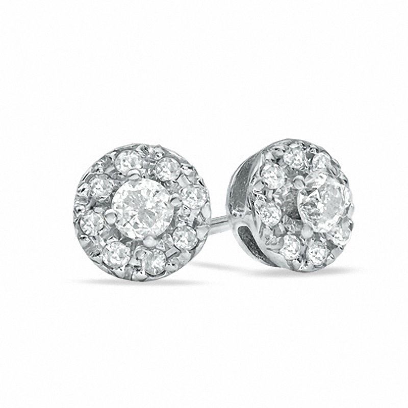 0.25 CT. T.W. Diamond Frame Stud Earrings in 10K White Gold|Peoples Jewellers