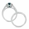 Thumbnail Image 3 of 1.00 CT. T.W. Enhanced Blue and White Diamond Vintage-Style Bridal Set in 14K White Gold