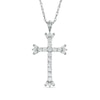 Thumbnail Image 0 of Lab-Created White Sapphire Cross Pendant in Sterling Silver