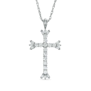 Lab-Created White Sapphire Cross Pendant in Sterling Silver