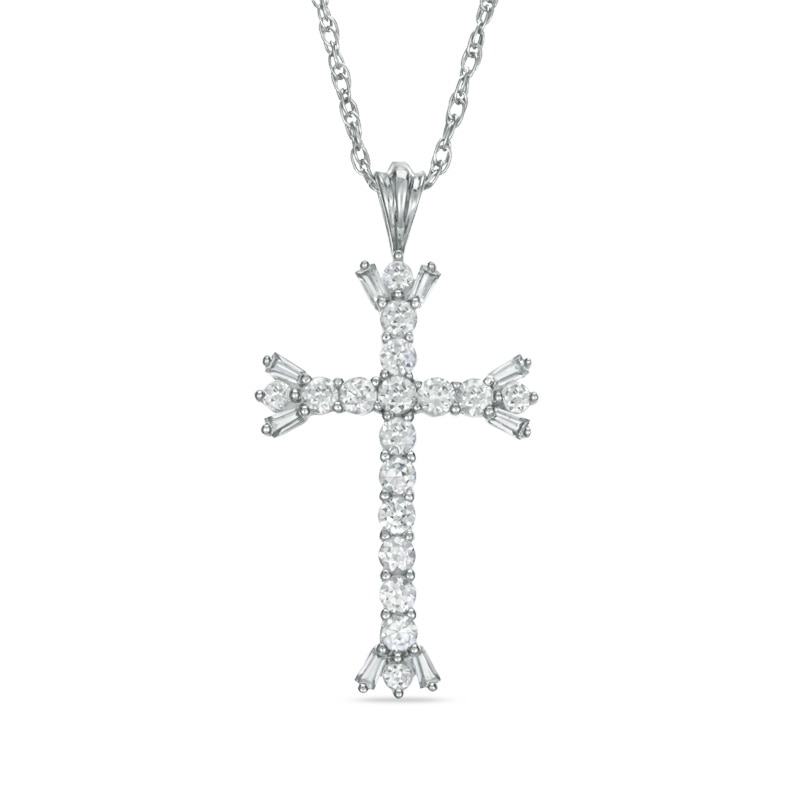 Lab-Created White Sapphire Cross Pendant in Sterling Silver|Peoples Jewellers