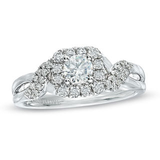 Vera Wang Love Collection 0.75 CT. T.W. Diamond Frame Twist Engagement Ring in 14K White Gold