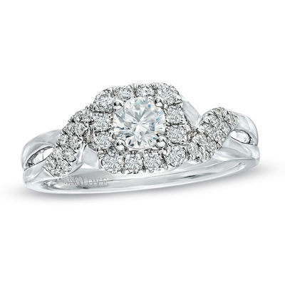 Vera Wang Love Collection 0.75 CT. T.W. Diamond Frame Twist Engagement Ring in 14K White Gold