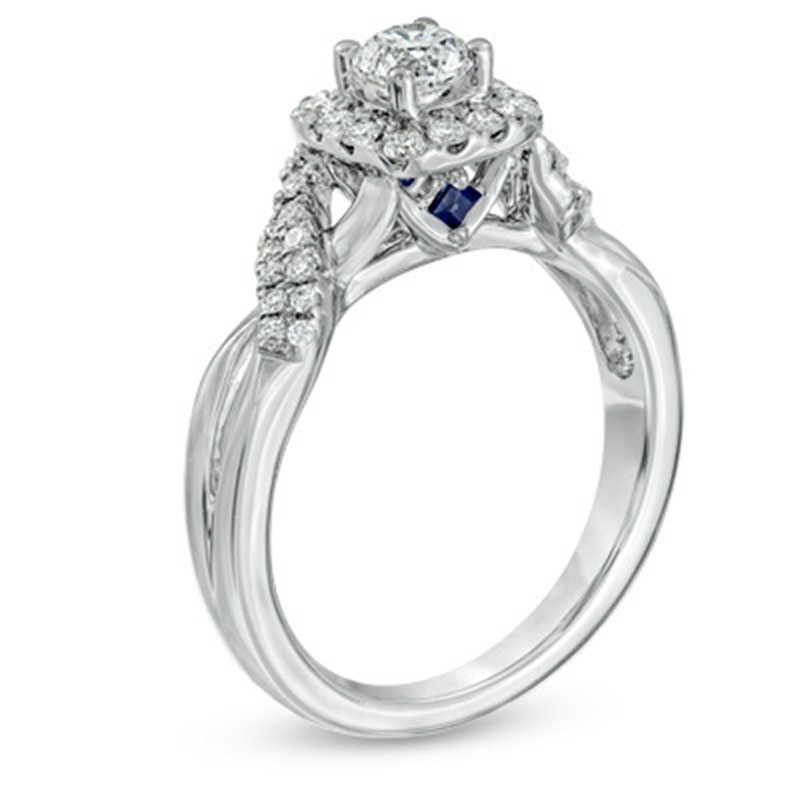 Vera Wang Love Collection 0.75 CT. T.W. Diamond Frame Twist Engagement Ring in 14K White Gold|Peoples Jewellers