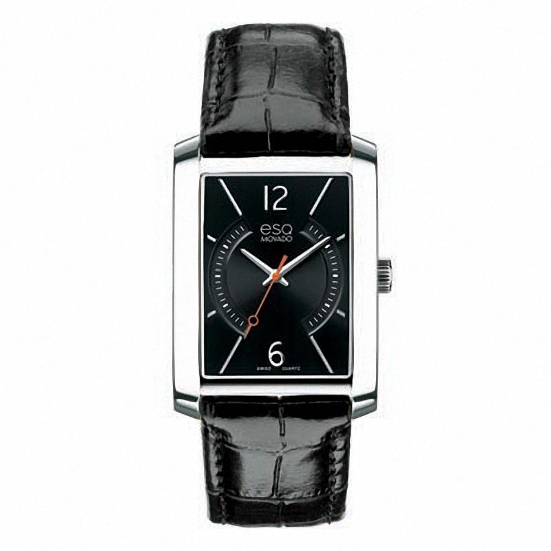 Men's ESQ Movado Synthesis Strap Watch with Rectangular Black Dial (Model: 07301406)