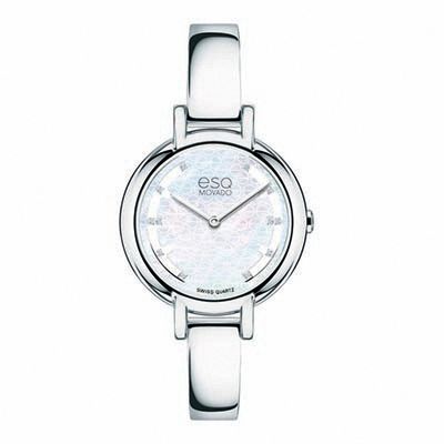 Ladies' ESQ Movado Contempo Diamond Accent Bangle Watch with White Mother-of-Pearl Dial (Model: 07101405)