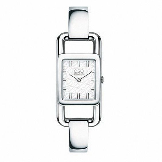 Ladies' ESQ Movado Angle Bangle Watch with Square White Dial (Model: 07101393)