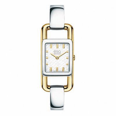 Ladies' ESQ Movado Angle Two-Tone Bangle Watch with Square White Dial (Model: 07101399)