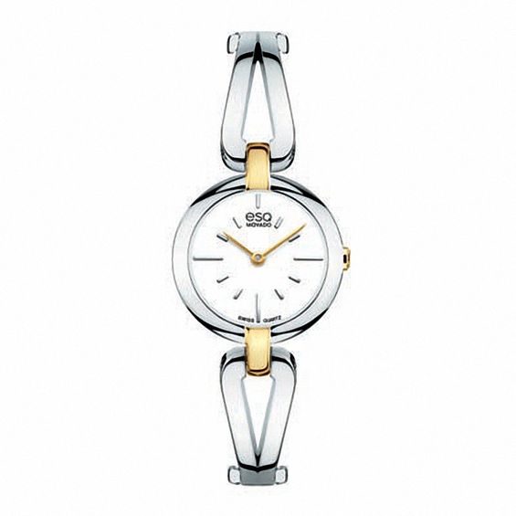 Ladies' ESQ Movado Corbel Two-Tone Bangle Watch with White Dial (Model: 07101396)