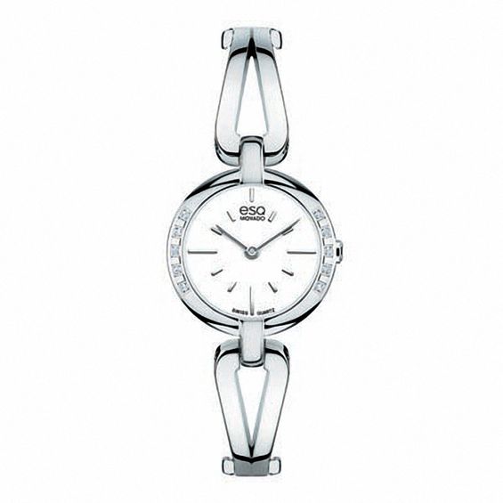 Ladies' ESQ Movado Corbel Diamond Accent Bangle Watch with White Dial (Model: 07101395)