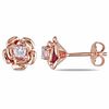 3.0mm Pink Lab-Created Sapphire Rose Stud Earrings in Sterling Silver with Rose Rhodium