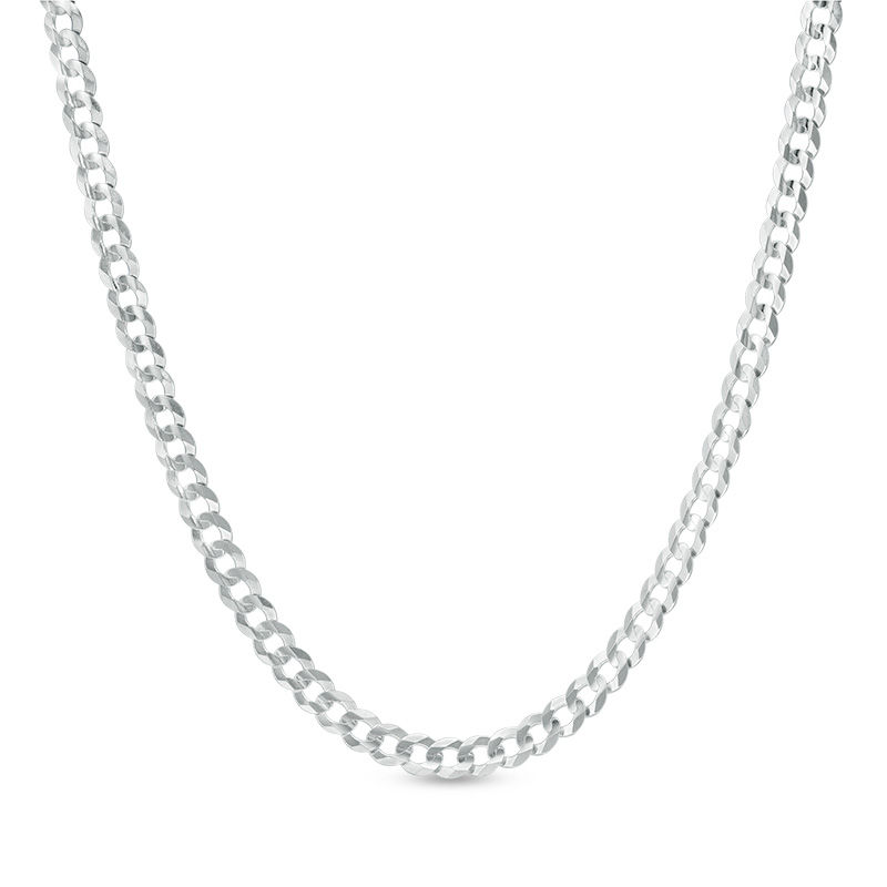 Men's 3.6mm Curb Chain Necklace in Solid 14K White Gold - 22"|Peoples Jewellers