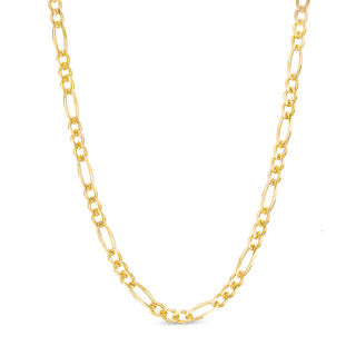 Men's 3.1mm Figaro Chain Necklace in Solid 14K Gold - 22"