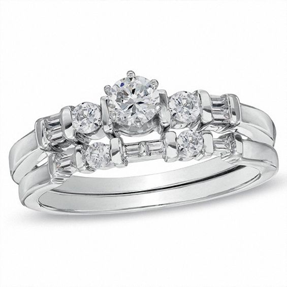 0.50 CT. T.W. Diamond Bridal Set in 10K White Gold | Peoples Jewellers